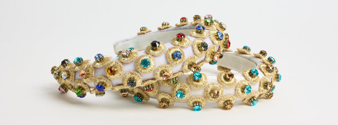 embroidered headband, crystal headband